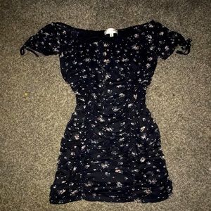 Black Floral Mesh Material Dress.